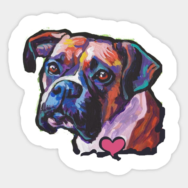 BOXER Dog Bright colorful pop dog art Sticker by bentnotbroken11